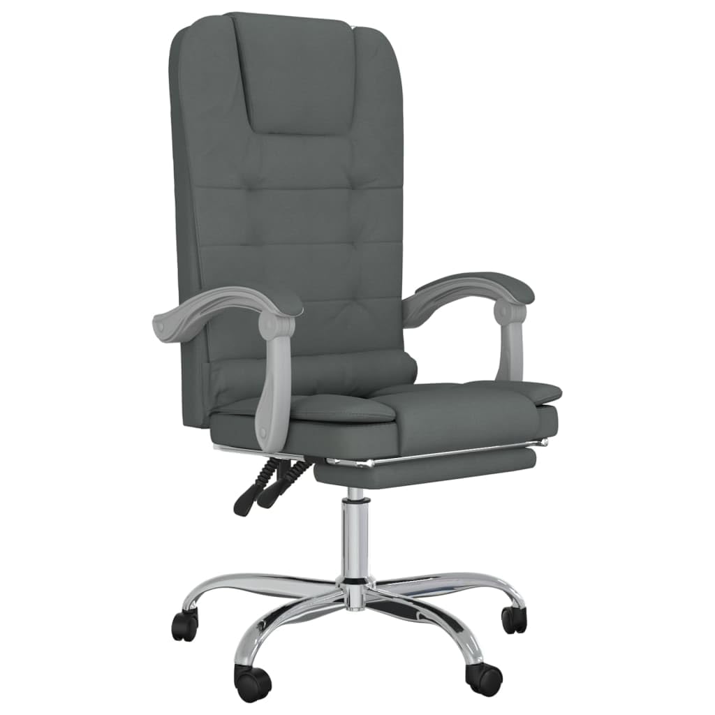 vidaXL Dark Gray Massage Reclining Office Chair - Adjustable Backrest and Height, Swivel Design with Rolling Castors, Metal and Plywood Frame