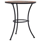 vidaXL Mosaic Bistro Table - 23.6" Ceramic Top Table - Durable Powder-Coated Iron Frame - Gray and Orange - Ideal for Balcony, Garden - Easy to Assemble