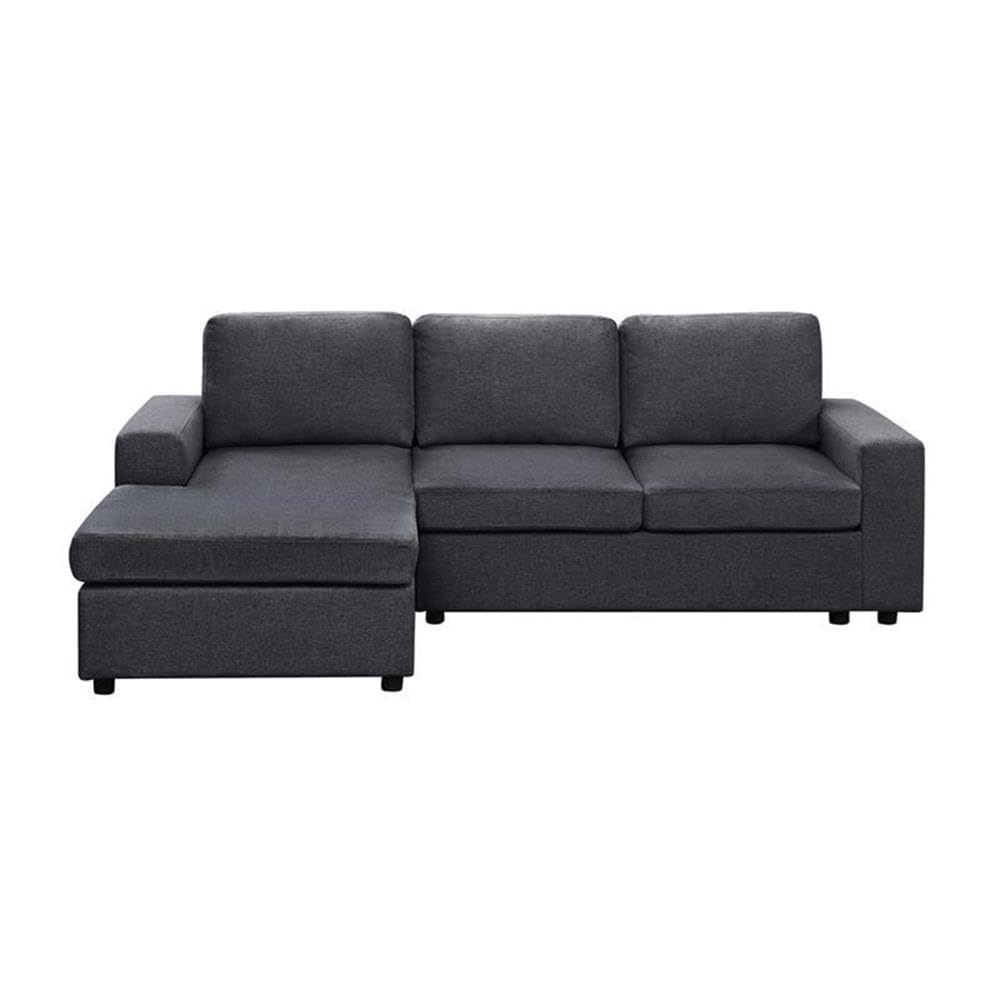 Lilola Home Aurelle Sofa with Reversible Chaise in Dark Gray Linen