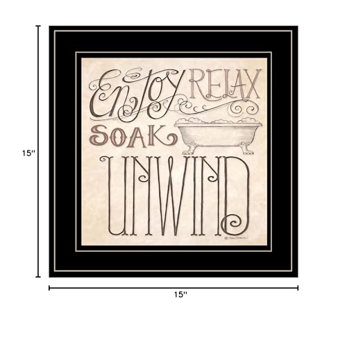 Soak Relax Enjoy and Unwind Black Framed Print Bathroom Wall Art