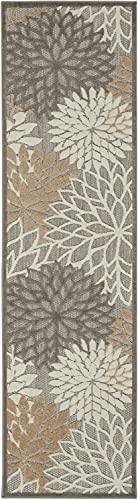 HomeRoots 100% Polypropylene 2â?? x 10â?? Natural and Gray Indoor Outdoor Runner Rug