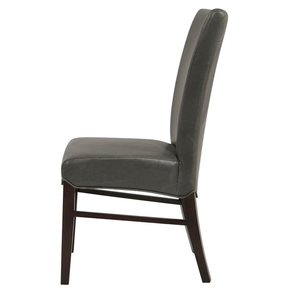 New Pacific Direct Milton Bonded Leather, Set Of 2 Dining Chairs, Vintage Gray