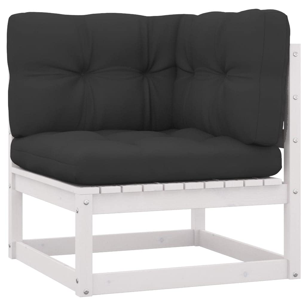 vidaXL Solid Pinewood Patio Lounge Set with Cushions 10 Piece Garden Outdoor Balcony Backyard Terrace Lounge Seating Home Furniture Set White