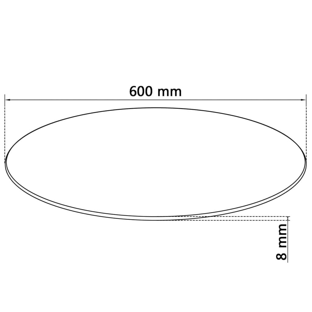 vidaXL Round Table Top - 23.6" Tempered Glass Transparent - Durable, Easy to Clean, Versatile Use for Dining Tables, Coffee Tables, Garden Tables