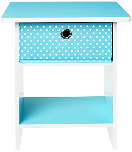 Furinno Dario End Table / Side Table / Night Stand / Bedside Table with Bin Drawer, 2-Pack, Light Blue/Light Blue