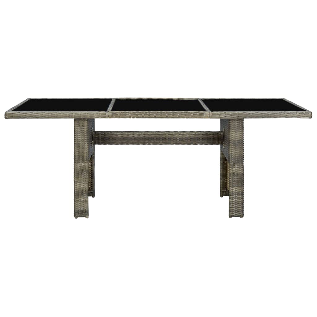vidaXL Garden Table Brown Poly Rattan and Tempered Glass