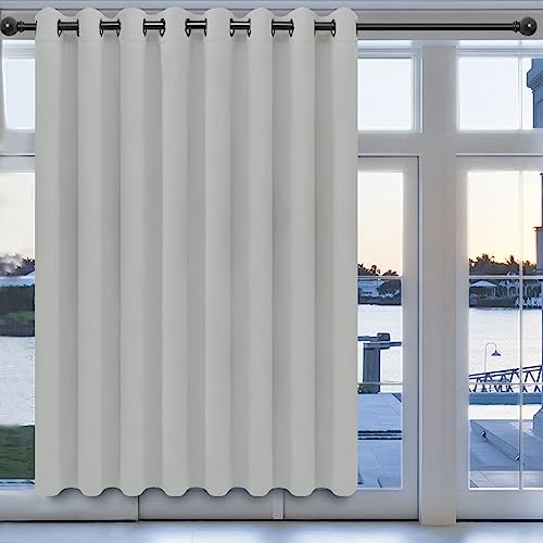 Easy-Going Blackout Door Curtains For Bedroom, Solid Thermal Insulated Grommet And Noise Reduction Window Drapes, Room Darkening Curtains For Living Room, 1 Panel (100X84 In, Greyish White)