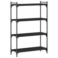 vidaXL 4-Tier Engineered Wood Bookcase with Metal Frame – Black, Adjustable Foot Pads, Industrial-Style Freestanding Book Stand for Living Room, Bedroom or Office, 31.5"x11.8"x47.2"