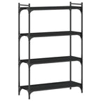 vidaXL 4-Tier Engineered Wood Bookcase with Metal Frame – Black, Adjustable Foot Pads, Industrial-Style Freestanding Book Stand for Living Room, Bedroom or Office, 31.5"x11.8"x47.2"