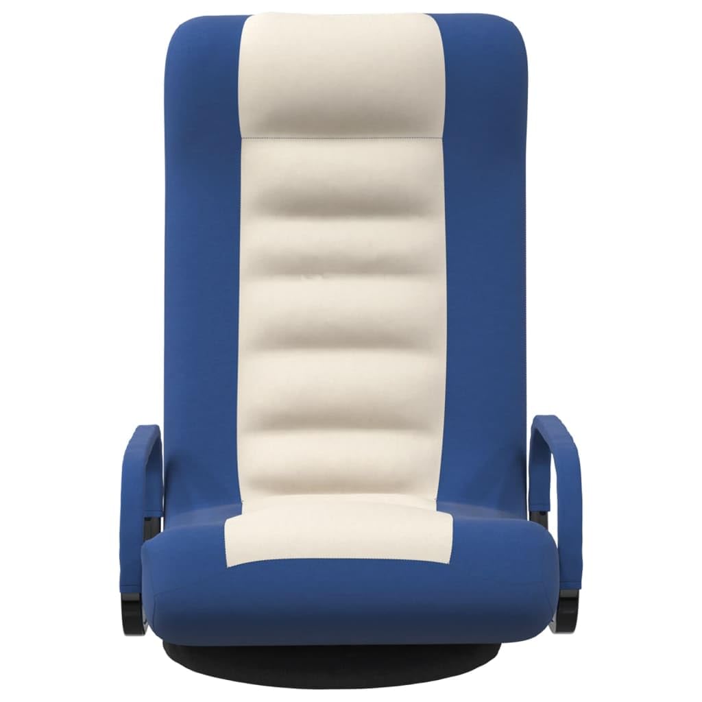 vidaXL Fabric Swivel Floor Chair - Blue and Cream Comfortable Gaming Chair with Adjustable Design, 360-Degree Rotation, Easy Storage & Assembly