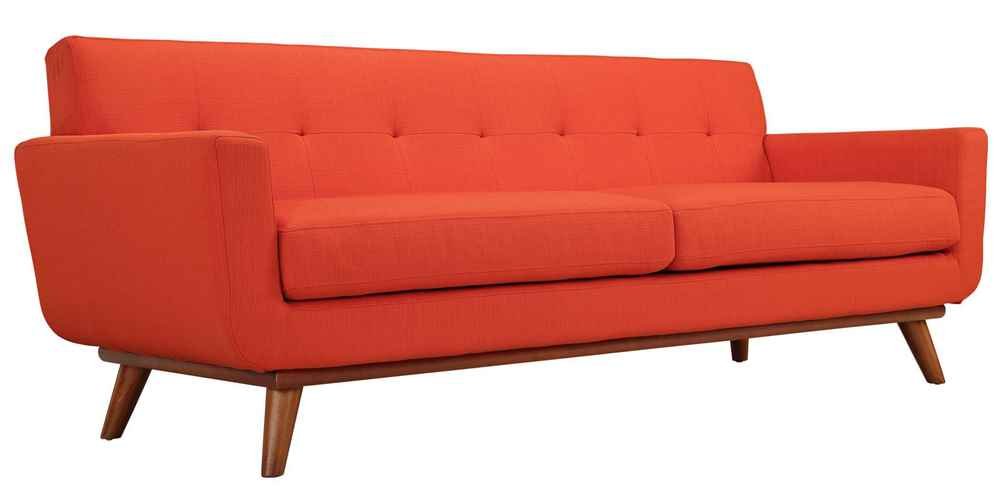 Modway Engage Mid-Century Modern Upholstered Fabric Sofa, Loveseat and Armchair in Citrus