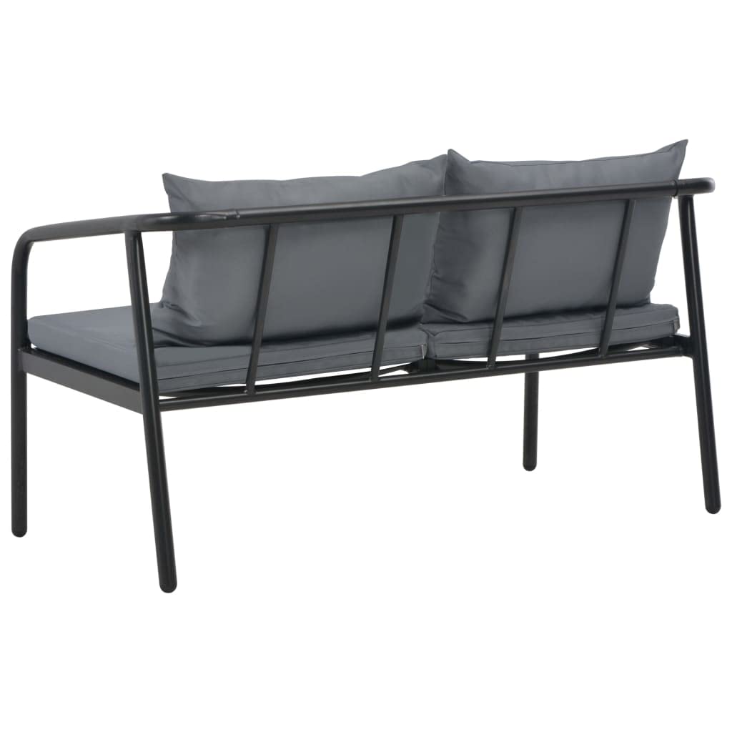vidaXL 2-Seater Patio Sofa in Dark Gray Aluminum with Light Gray Polyester Cushions - Lightweight, Weather Resistant and Comfortable for Gardens, Patios or Balconies