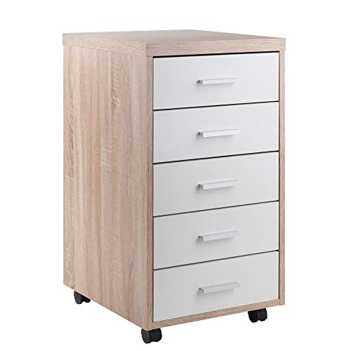 Ergode Kenner Mobile 5-Drawer Storage Mobile Cabinet, Two-Tone