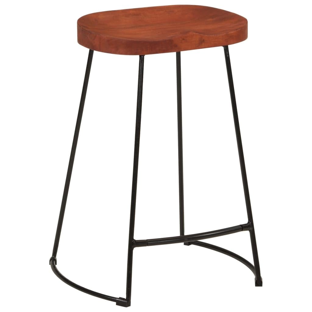 vidaXL Gavin 2 pcs Retro Bar Stools in Solid Mango Wood with Powder-Coated Iron Frame, Highly Durable, Versatile Use, Easy Assembly - 17.7&quot;x15.7&quot;x24.8&quot;.