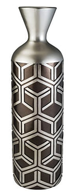 Ok Lighting Ok-4276-V2 21.5 Inch Savannah Chestnut Decorative Vase, Brown And Silver