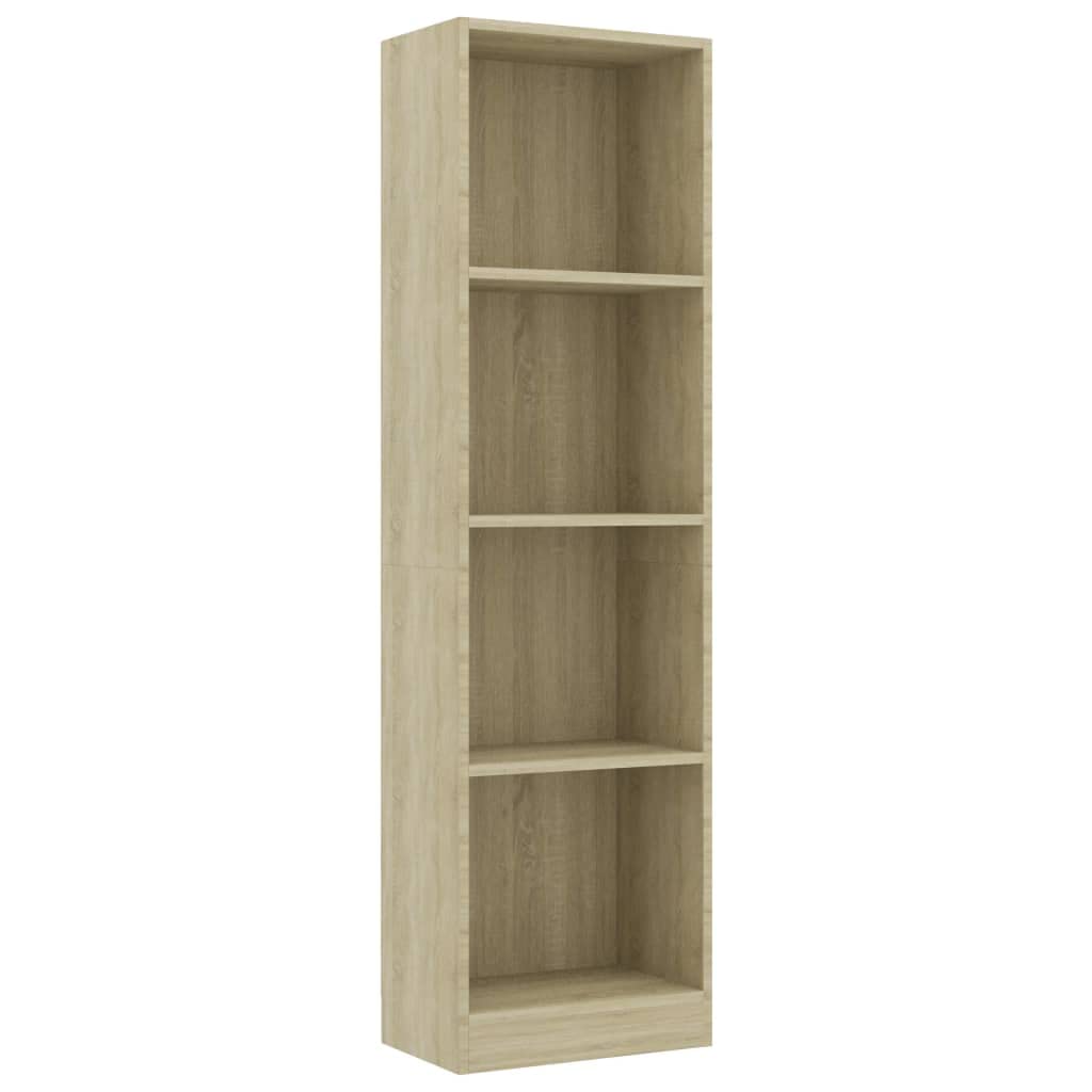 vidaXL Bookshelf, 3-Layer Design Bookcase, Freestanding Display Storage, Display Shelf for Living Room, Modern, Concrete Gray Engineered Wood