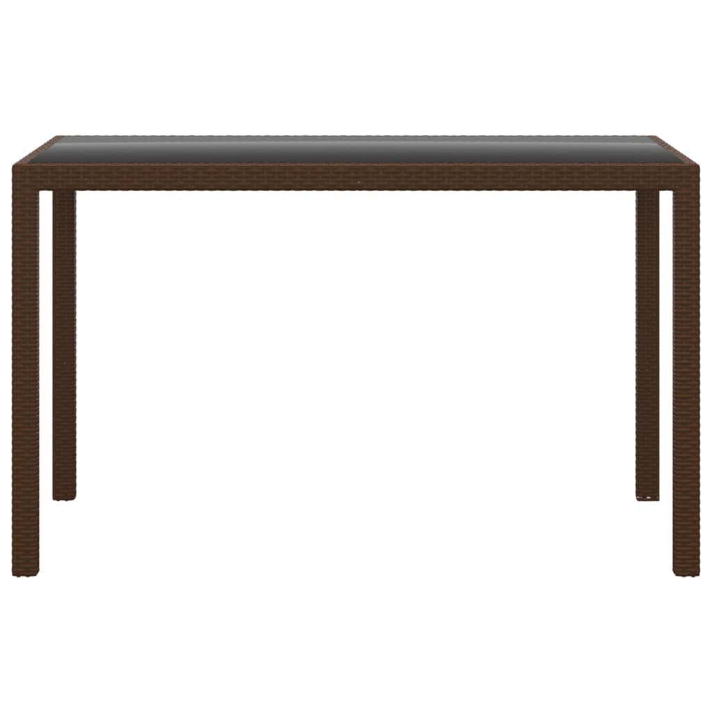 vidaXL 3-Piece Poly Rattan Patio Dining Set - Brown/Beige, Weather-Resistant Outdoor/Garden Furniture with Tempered Glass Tabletop and Cushions