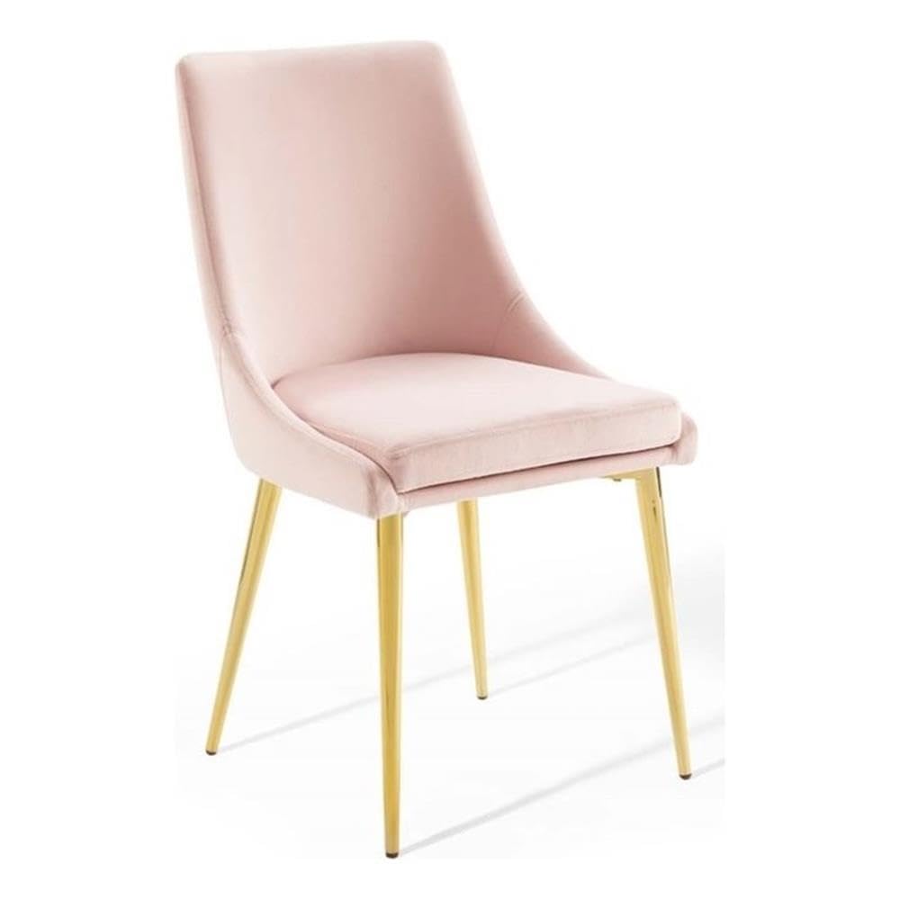 Modway Viscount Modern Accent Performance Velvet Dining Chair, Pink