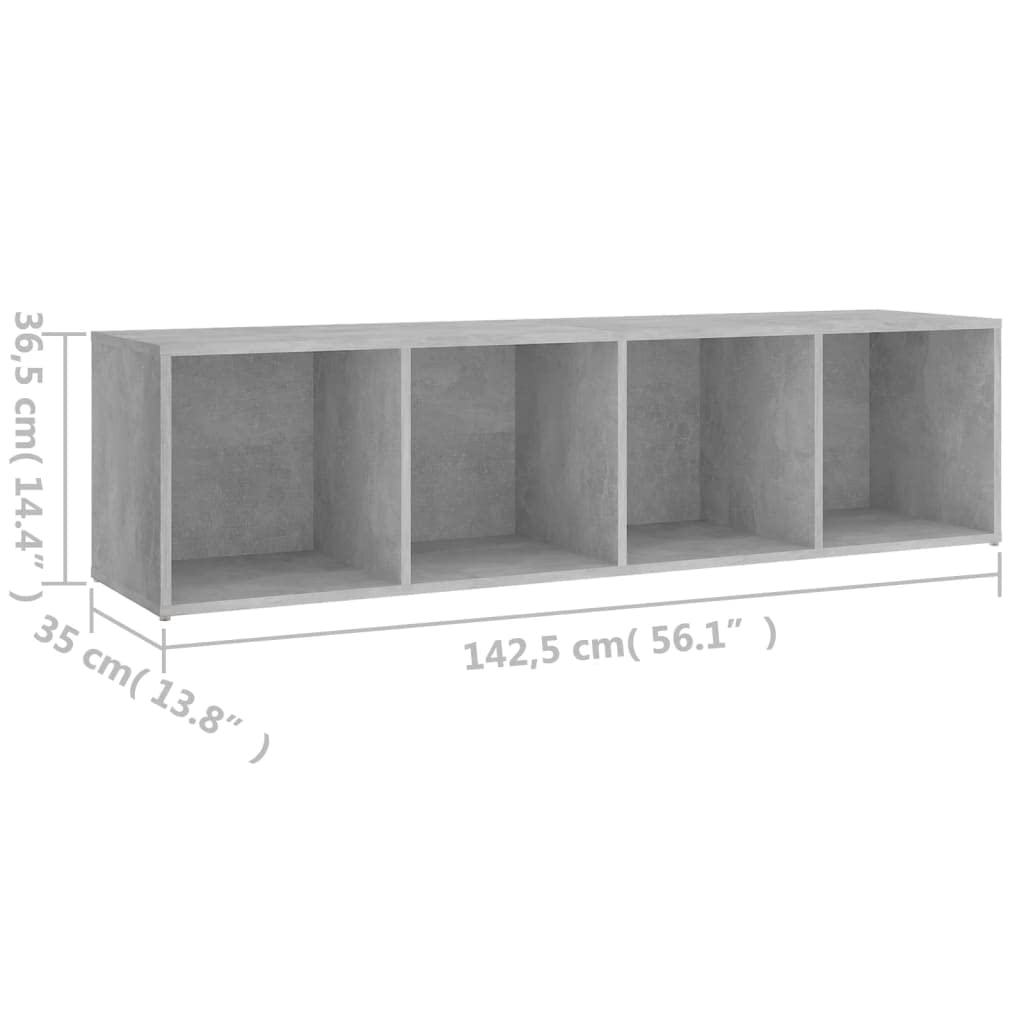 vidaXL Modern TV Stand - Concrete Gray - 56.1&quot;x13.8&quot;x14.4&quot; - Engineered Wood - Versatile Horizontal/Vertical Placement Options - 4 Compartments for Organized Storage