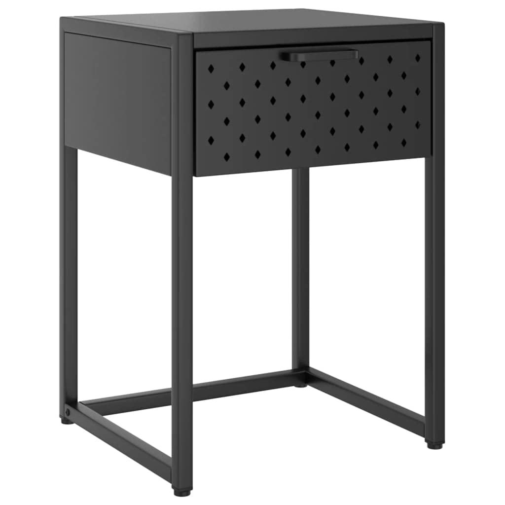 vidaXL Nightstand - Modern Steel Bedside Table with Drawer, Adjustable Height, Bedroom Furniture, Anthracite, Rectangular, 15&quot;x13.8&quot;x21.3&quot;.