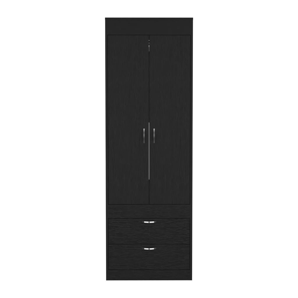 Armoire Tarento,Armoire, Two Drawers, Black- Bedroom