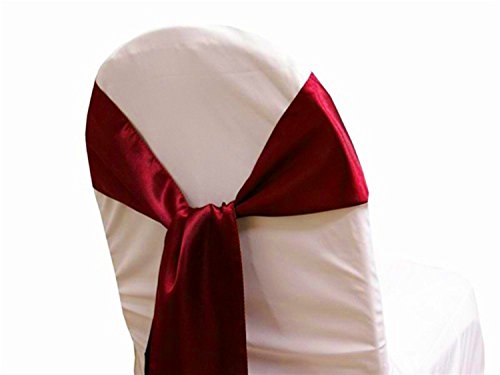 Mds Pack Of 200 Pcs Satin Chair Sashes Charmeuse Sateen Dining Chair Bows Ribbon Ties Back Sash For Wedding Party Birthday Home Hotel Restaurant Banquet Decoration (7 X 108 Inch, Maroon)