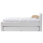 Baxton Studio Cosmo Modern and Contemporary Black Faux Leather Trundle Bed, Twin, White