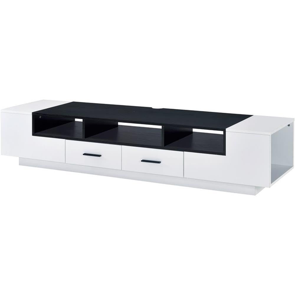 Acme Armour 2-Drawer Wooden TV Stand in White and Black