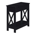 Convenience Concepts Oxford Flip Top End Table with Charging Station and Shelf, Black