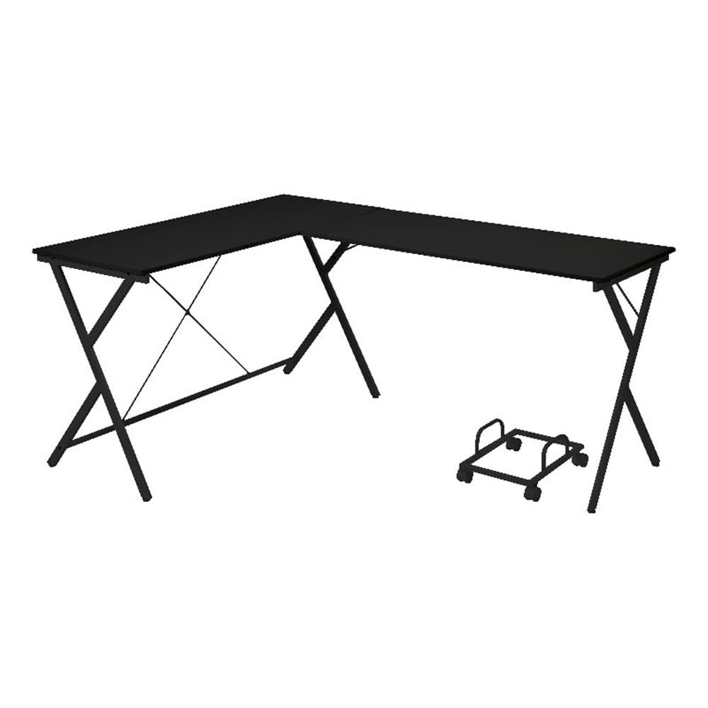 Acme Demas Wooden Top Computer Desk with Computer Holder in White and Black