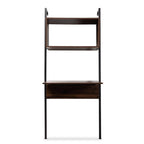 Baxton Studio Fariat Modern Industrial Walnut Brown Finished Wood and Black Metal Display Shelf with Desk