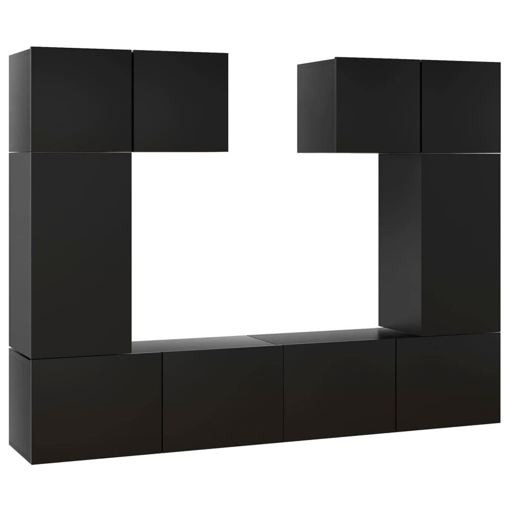 vidaXL TV Cabinet Set 6 Piece Home Living Room Furniture TV Stand HiFi Stereo Cabinet Media Unit Entertainment Center Black Engineered Wood