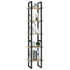 vidaXL 5-Tier Book Cabinet - Sonoma Oak Engineered Wood Bookshelf with Metal Frame - Modern Industrial Design - Ample Storage Space - Dimensions 15.7"x11.8"x68.9"
