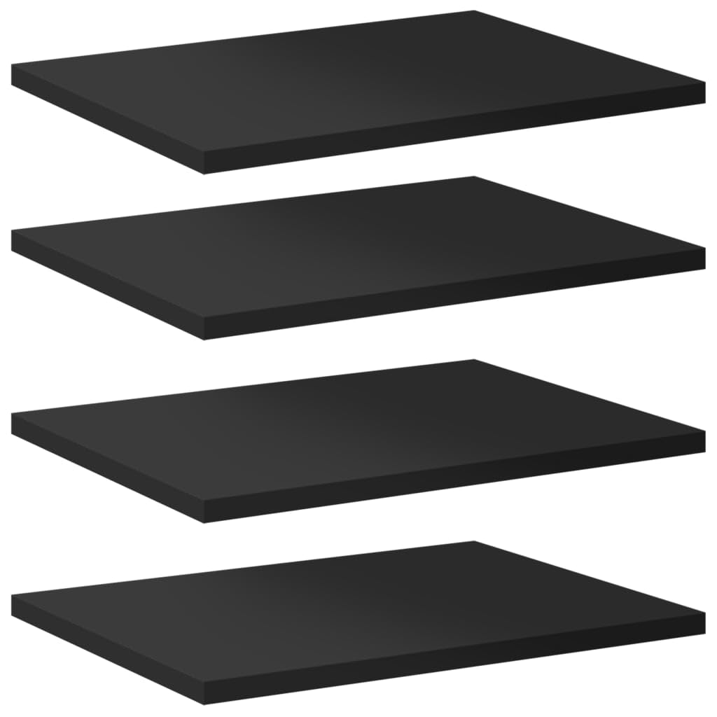 vidaXL High Gloss Black Enginered Wood Bookshelf Boards 15.7&quot;x11.8&quot;x0.6&quot;- Pack of 4, Modern Design, Easy Maintenance, Suitable for Furniture Upgrade or Replacement