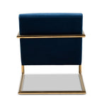 Baxton Studio Mira Glam and Luxe Navy Blue Velvet Fabric Upholstered Gold Finished Metal Lounge Chair