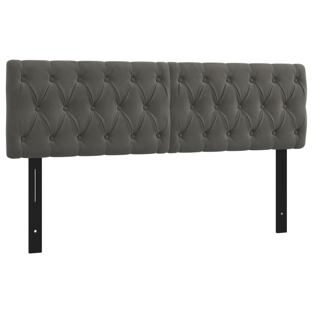 vidaXL Headboards 2 pcs Dark Gray 31.5"x2.8"x30.7"/34.6" Velvet