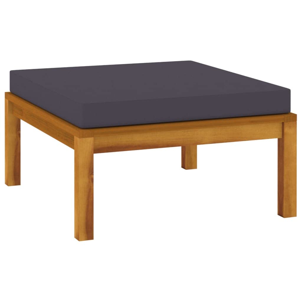 vidaXL Solid Acacia Wood Footrest with Dark Gray Cushion - Durable Outdoor Patio Furniture for Comfortable and Stylish Garden Lounge Sets