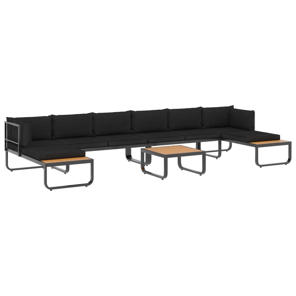 5 Piece Patio Corner Sofa Set with Cushions Aluminum and WPC