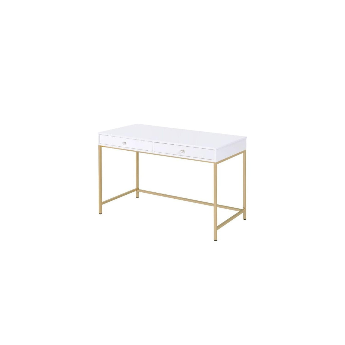 Acme Ottey Desk in White High Gloss and Gold