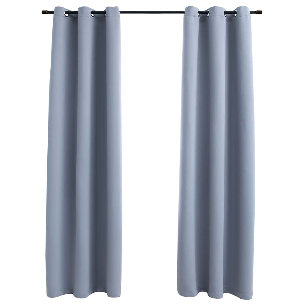 vidaXL Elegant Blackout Curtains with Rings - 2 pcs, 37&quot;x95&quot;, Gray - Light Blocking Window Drapes for Privacy, 100% Polyester Fabric, Machine Washable.