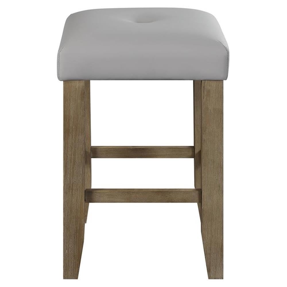 Acme Charnell Faux Leather Counter Height Stool in Gray and Oak Set of 2