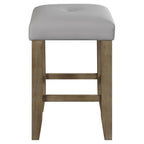Acme Charnell Faux Leather Counter Height Stool in Gray and Oak Set of 2