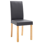 vidaXL Set of 4 Gray Artificial Leather Dining Chairs with Wooden Legs, Comfortable Thick Padding, Modern Design, Easy Assembly, Indoor Use, Ideal for Kitchen and Dining Room