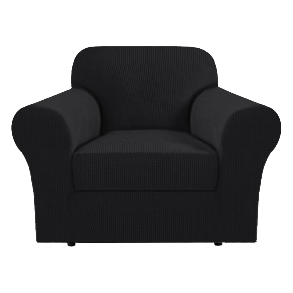 H.Versailtex Stretch 2 Piece Chair Covers For Armchair Chair Covers For Living Room Furniture Cover Suit For T Cushion/Box Cushi