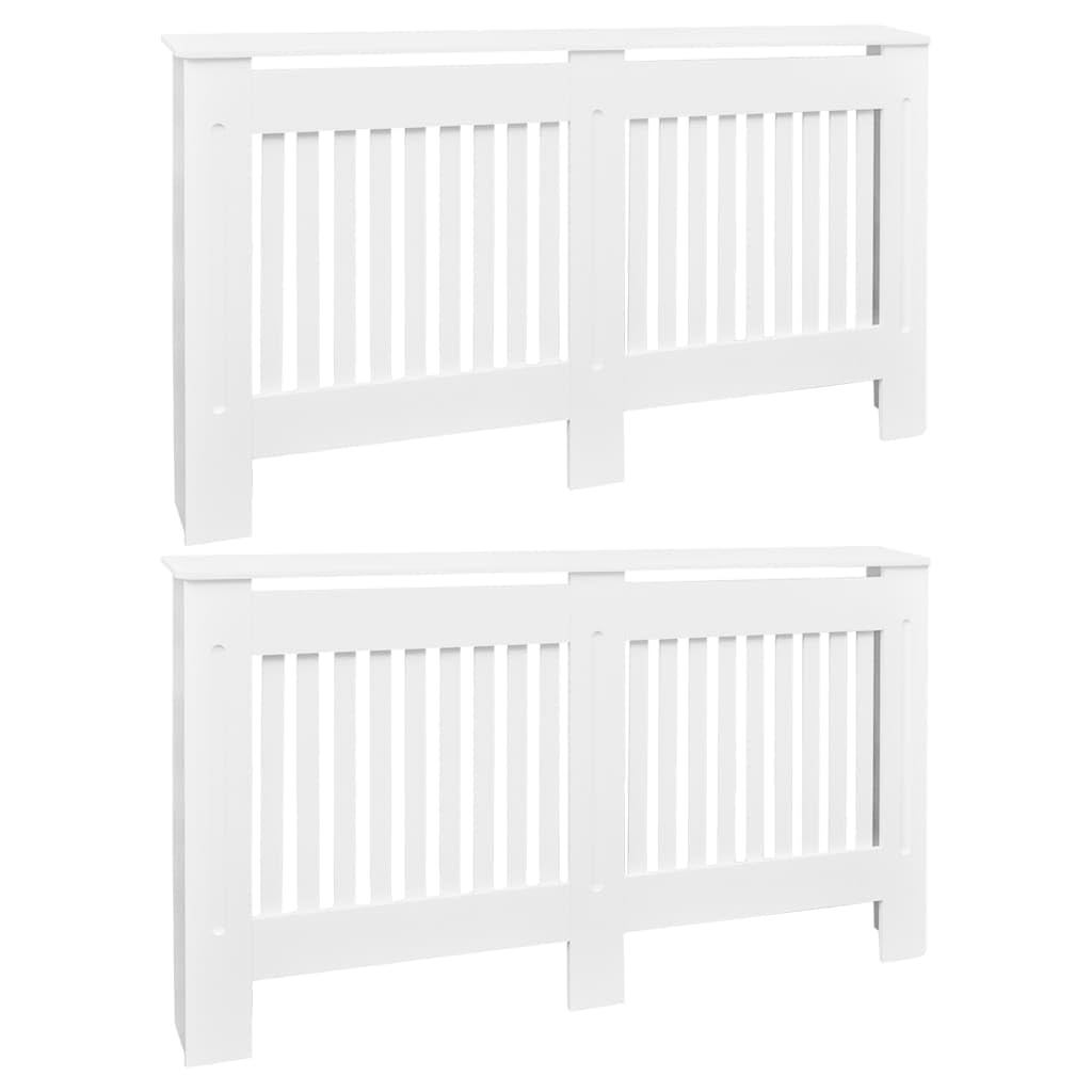 vidaXL 2X Radiator Covers White MDF 59.8&quot; Heating Shelf Cabinet Accessory
