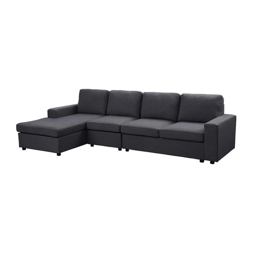 Lilola Home Bailey Sofa with Reversible Chaise in Dark Gray Linen