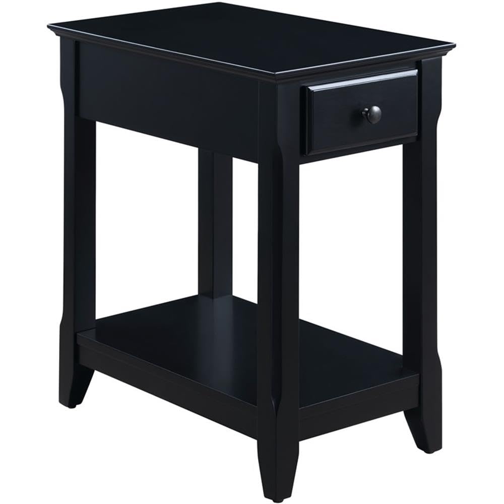 Acme Bertie Wooden Accent Table With Storage Drawer And 1 Tier Shelf In Black