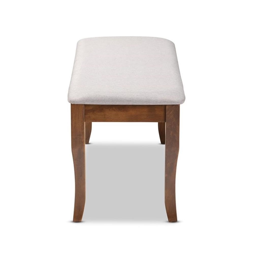 Baxton Studio Cornelie Modern and Contemporary Transitional Grey Fabric Upholstered and Walnut Brown Finished Wood Dining Bench