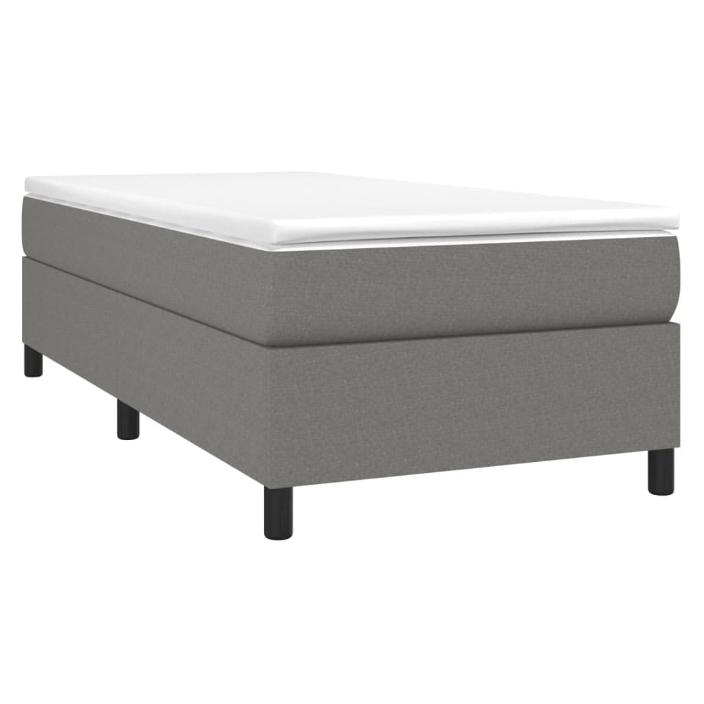 vidaXL Dark Gray Box Spring Bed Frame Twin Size - Modern Fabric Bed Frame Suitable for 39.4&quot; x 74.8&quot; Mattress, Plywood and Engineered Wood Construction