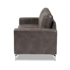 Baxton Studio Rayan Grey Faux Leather Upholstered Silver Finished Metal Loveseat